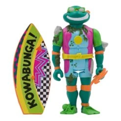 SUPER7 Teenage Mutant Ninja Turtles ReAction Action Figure Sewer Surfer Michelangelo 10 Cm